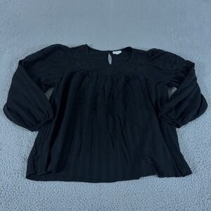 J Jill Top Womens 2X Balloon Sleeve Floral Crochet Whimsigoth Fairy Lagenlook